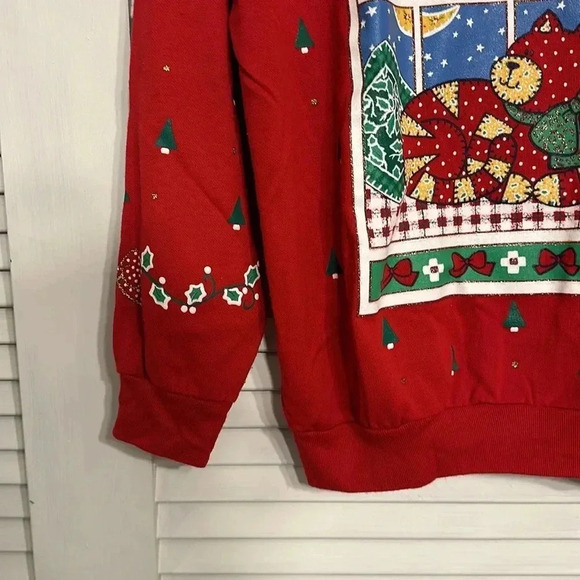 NUTCRACKER vintage christmas holiday red cat sweatshirt size medium - Picture 3 of 9